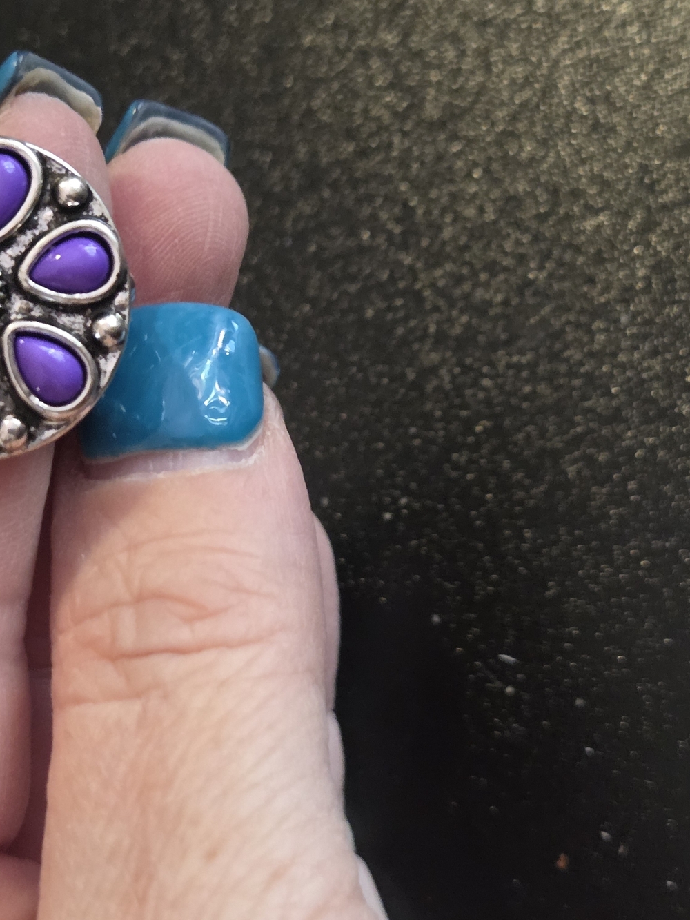 Purple and Silver Teardrop Accent Ring - Women Jewelry